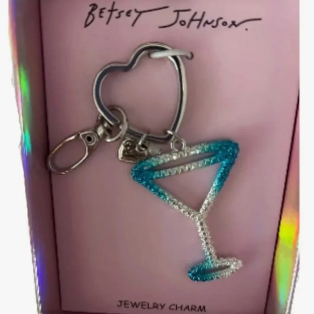 Betsey Johnson Blue & Silver Ombre open Frame Martini Bag Charm/Key Ring
